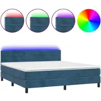 vidaXL Boxspring met matras en LED fluweel donkerblauw 160x200 cm