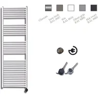 Sanicare elektrische design radiator 45x172cm wit met thermostaat rechts zwart