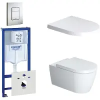 Duravit Me by starck Starck Me Toiletset - inbouwreservoir - diepspoel - wandcloset - softclose - bedieningsplaat verticaal/horizontaal - RVS 0729205/0720026/0293433/0293435/
