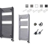 Sanicare elektrische design radiator 60x112cm wit met thermostaat rechts chroom