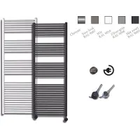 Sanicare elektrische design radiator 60x172cm chroom met thermostaat rechts chroom