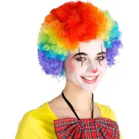 Dressforfun - pruik clown Afro kleurrijk - verkleedkleding kostuum halloween verkleden feestkleding carnavalskleding carnaval feestkledij partykleding - 300718