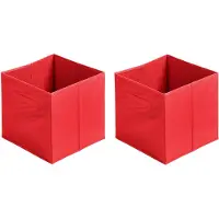 Urban Living Opbergmand/kastmand Square Box - 4x - karton/kunststof - 29 liter - rood - 31 x 31 x 31 cm - Opbergmanden