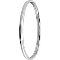 Lucardi Dames Zilveren bangle 4mm - Armband - 925 Zilver - Zilverkleurig - 58 mm