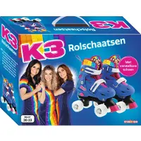 K3 - Rolschaatsen - Maat 30/33 - Verstelbaar in 4 maten - Met stopper - Wit - Regenboog - Met wieltjes in 4 kleuren