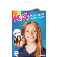 K3 verkleedaccessoire - pruik Hanne - met glitter extensions en speld
