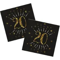 SANTEX Verjaardag feest servetten leeftijd - 20x - 20 jaar - goud - 33 x 33 cm - Feestservetten