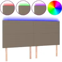 vidaXL Hoofdbord LED 200x5x118/128 cm stof taupe