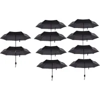 Discountershop Complete Set van 10 Automatische Windproof Paraplu's - Opvouwbaar & Stijlvol Zwart - Ø 100 cm