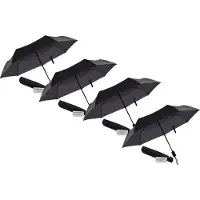 Discountershop 4x Automatische Stormparaplu - Paraplu – Automatisch, Opvouwbaar & Windproof tot 70 - 80 km p/u - Ø 95 cm - 7 panelen - Dubbele Laag - Zwart