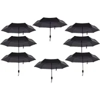 Discountershop Set van 8 Automatische Windproof Paraplu's - Opvouwbaar & Stijlvol Zwart - Ø 100 cm