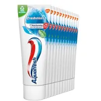 Aquafresh Freshmint - Tandpasta - Voor het hele gezin - Bescherming tegen suikerzuur - Fluoride formule - 12x 75ml