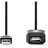 Nedis USB verlengkabel 10m USB-A mannelijk | USB-A vrouwelijk 480 Mbps | 10,0 m | Rond | Vernikkeld | PVC | Koper | Label