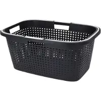 Excellent houseware Wasmand - antraciet grijs - 38L - kunststof - 60 x 40 x 26 cm - Wasmanden