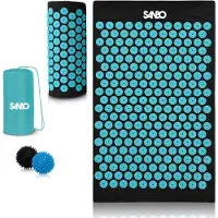 Sanbo Acupressuur Mat met Kussen - Zwart / Blauw - 82x42x2cm - Spijkermat - Incl. App & 2x Triggerpoint Bal & Draagtas - Shakti mat