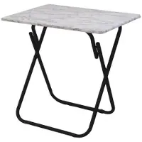 Concorde Bijzettafel - marmer look - MDF hout - metaal - inklapbaar - L50 x B70 x H93 cm - Bijzettafels