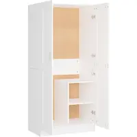 The Living Store Kledingkast Compact - Bewerkt hout - 82.5 x 51.5 x 180 cm - Wit