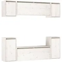 The Living Store Wandmeubel - Wit - Massief grenenhout - Set van 6 - Verschillende afmetingen