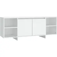 The Living Store Televisiemeubel - Wit - 130 x 35 x 50 cm - Stabiel en duurzaam - 2 deuren en 2 schappen