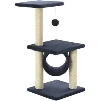 The Living Store De Living Store krabpaal voor katten, sisal, 65 cm, donkerblauw