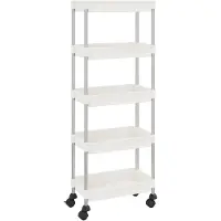 The Living Store Trolley Huishoudelijke Wagen - 42 x 29 x 128 cm - Sterk ABS-Kunststof met Ijzeren Buizen