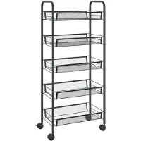 The Living Store Trolley Keuken - 46 x 26 x 105 cm - ijzer - zwart