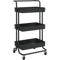 The Living Store Trolley Keuken/Badkamer/Kantoor - 42x35x85 cm - Zwart - Sterk ABS-kunststof