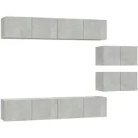 The Living Store TV meubelset - betongrijs - 4x 80x30x30cm / 2x 60x30x30cm