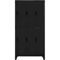 The Living Store Lockerkast Staal - 90 x 45 x 180 cm - 6 deuren - Zwart