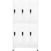 The Living Store Lockerkasten - Staal - 90x45x180 cm - Wit - Met 6 deuren