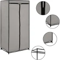 The Living Store Kledingkast - Stoffen kast - 75x50x160 cm - Grijs- 100% polyester