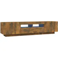 The Living Store Tv-meubel - Product - Tv-meubel met LED-verlichting - 100/80 x 35 x 40 cm - Gerookt eiken