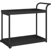 The Living Store Servicewagen - poly rattan - gepoedercoat staal - 100x45x83cm - zwart