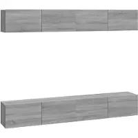 The Living Store Tv-wandmeubel - Sonoma eiken - Set van 4 - 100x30x30 cm - Bewerkt hout