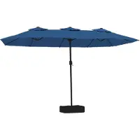 The Living Store Parasol Dubbel Zwevend - Azuurblauw en Donkergrijs - 449 x 265 x 245 cm - UV-Beschermend Polyester -