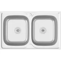 The Living Store De Living Store spoelbak met dubbele kom, zilverkleurig, afmetingen 800x500x155 mm, roestvrij staal
