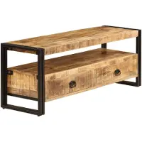 The Living Store Mangohouten TV-meubel - Vintage stijl - 120 x 35 x 45 cm - Met 2 lades