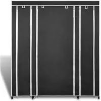 The Living Store De Living Store garderobekast met vakken en kledingroede, 45x150x176 cm, zwart
