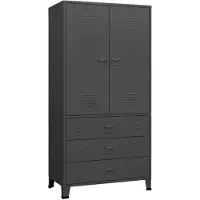 The Living Store Garderobekast Industrieel - 90x50x180 cm - Antraciet