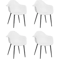 The Living Store Living Store Eetkamerstoelen, 4 stuks, wit, PP (polypropyleen)