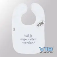 Vib - Slabbetje Luxe velours - Wil je mijn Meter worden (Wit) - Babykleertjes - Slabbetjes - zwangerschap aankondiging - baby aankondiging