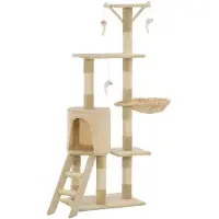 The Living Store De Living Store kattenkrabpaal met sisalpalen, 138 cm, beige