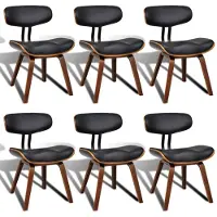 The Living Store : Eetkamerstoelen, 6 stuks. Materiaal: beukenhout en kunstleer
