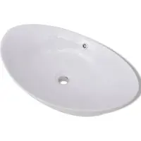 The Living Store Ovale Waskom - Keramisch - Wit - 590 x 385 x 190 mm - Met extra afvoer gat
