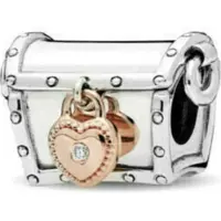 Fler | 925 Sterling Zilver Bedel | Schatkist met Hartjesslot | Past op populaire bedel armbanden (standaard - 3mm) | armbandbedel | Bedels Charms Beads | Liefde