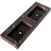 Brauer Coral Dubbele Wastafel 140x46cm Artificial Marble - 2 Kraangaten - Copper Brown - 8720724503909 - Rechthoekig - Wastafels, Meubelwastafels
