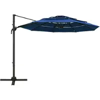 The Living Store Parasol Vierkant - 300x300x247 cm - Azuurblauw - UV-beschermend polyester