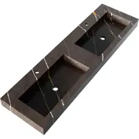 Brauer Coral Dubbele Wastafel 160x46cm Artificial Marble - 2 Kraangaten - Copper Brown - 8720724503923 - Rechthoekig - Wastafels, Meubelwastafels