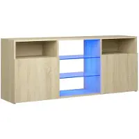 The Living Store TV-meubel s - TV-meubels - 120 x 30 x 50 cm - RGB LED-verlichting - Sonoma eiken