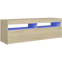 The Living Store TV-meubel Sonoma Eiken - 120x35x40 cm - Met RGB LED-verlichting - Montage vereist